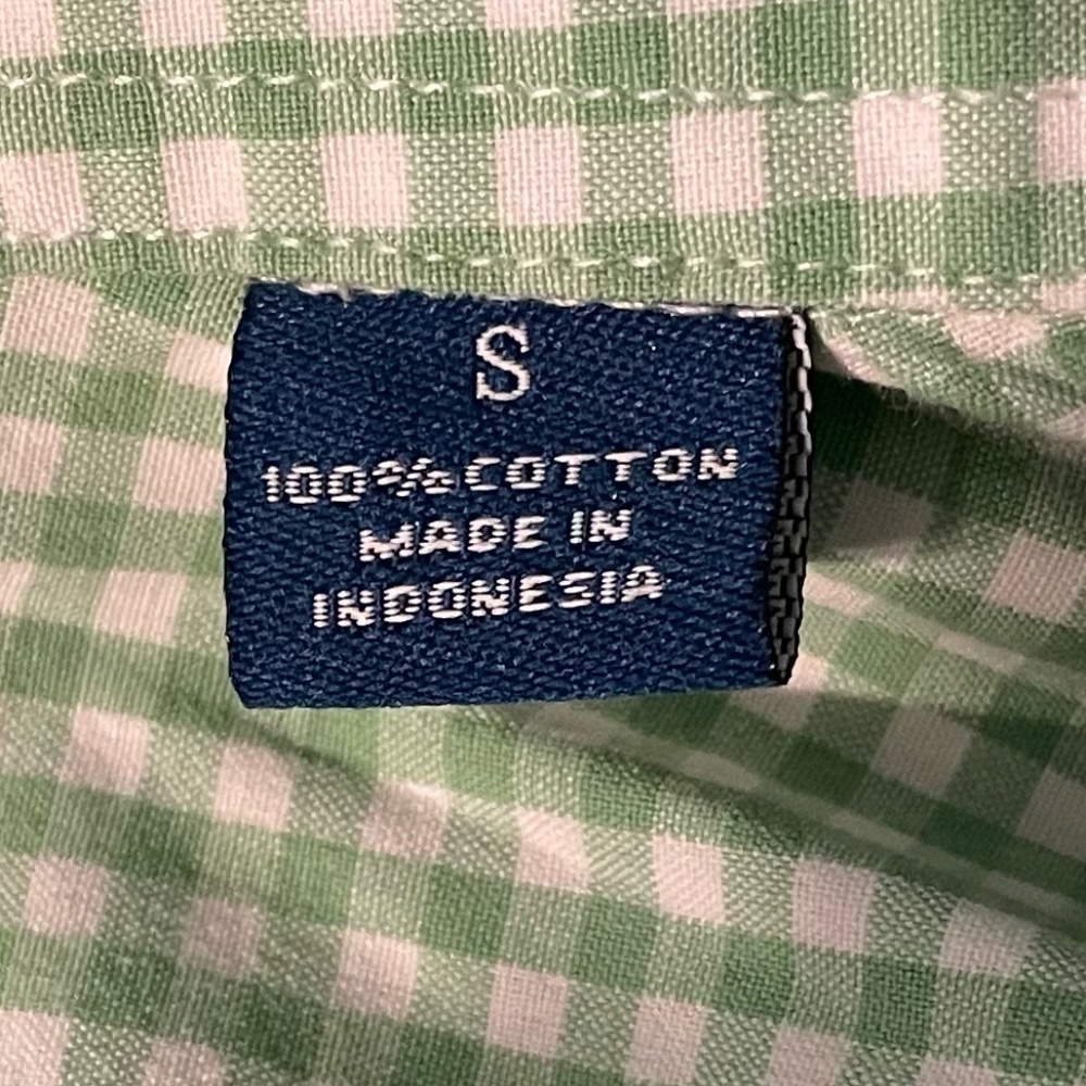 Fish Hippie Green Checkered Gingham Button Down Cotton Shirt Size S - Picture 4 of 6